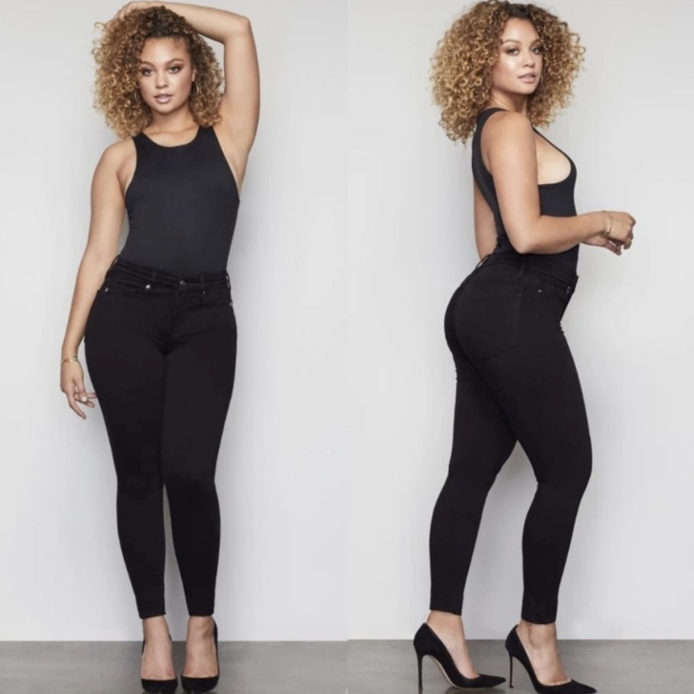 Good American Good Waist Black High Rise Skinny Crop Jean